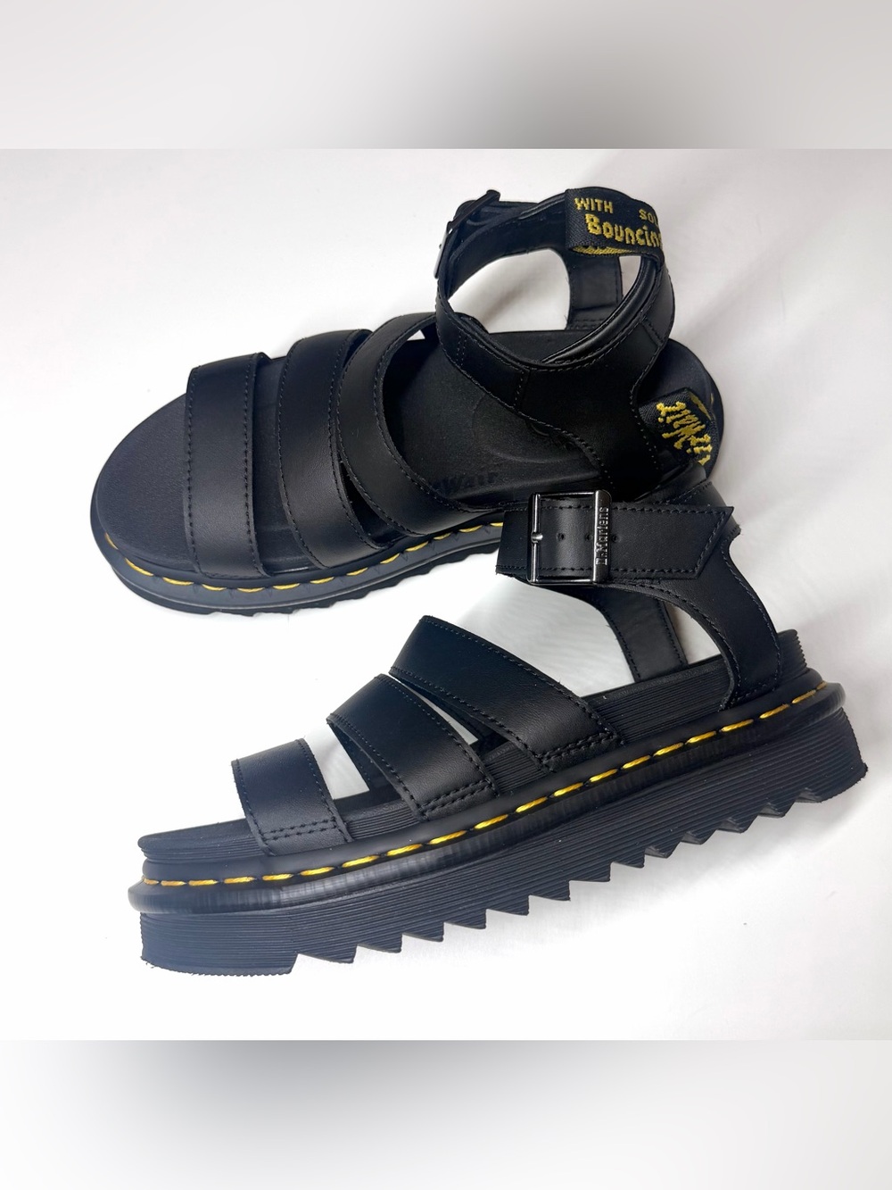 Dr. Martens Women’s Blaire Leather Platform Sandals Black Size- 6